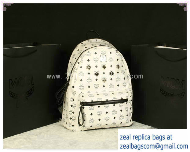 High Quality Replica MCM Stark Backpack Jumbo in Calf Leather 8006 White